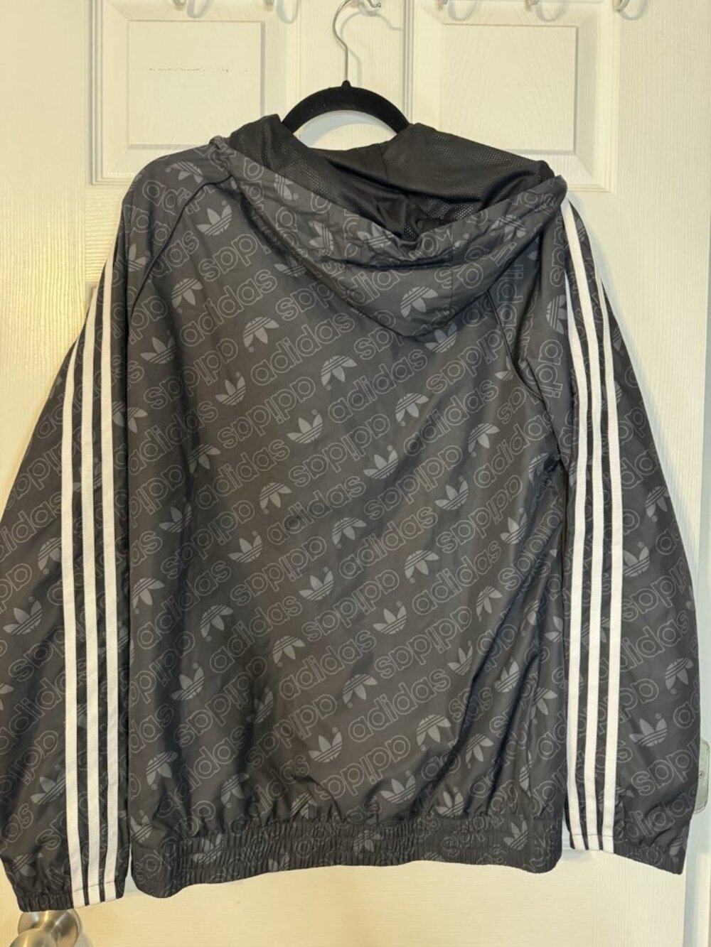 Adidas Wind RDY Anorak Windbreaker Classic Stripe Mens M Black Packable NWT $90 - Picture 3 of 9